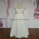 Tea Length Lace Bridal Dress with Detachable Straps