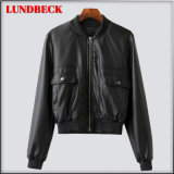 Leisure Black PU Jacket for Women Winter Outer Wear