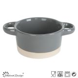 19cm Ceramic Baking Dish with Handles Two Tone Round Shape