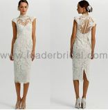 Lace Formal Gowns Choker Cap Sleeve Bridal Wedding Dress C141018