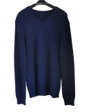 Men V Neck Pure Color Knitted Sweater