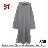 2018 New Simple Lady Hooded Sweater Long Dress, Skirt with a Fork