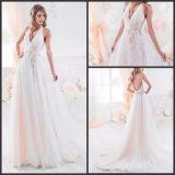 Beach Bridal Evening Gown A-Line Tulle Flora Garden Wedding Dresses Ld11527