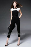 New Style Contrast Color Slim Jumpsuit with Lace Neck