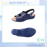 Blue EVA Women Wedge Sandal with Leather Upper