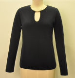 Wool Acrylic Women Round Neck Pullover Knit Sweater