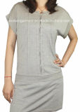 Ladies Knitted Short Sleeve Fashion Clothing (12AW-332)