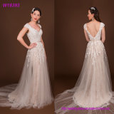 Wedding Dresses with Scoop Neck Cap Sleeves Lace Tulle Bridal Dress Gowns