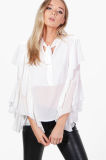 Chiffon Long Ruffles Sleeve Women Blouse