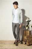 Deep V-Neck Patterned Knit Men Cardigan with Button