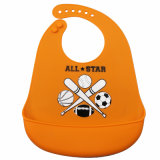 Orange Sport-Style BPA Free Stain-off Silicone Baby Bibs for Boy