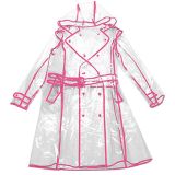 OEM Lady Fashion Transparent EVA Foldable Rain Coat
