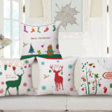 Merry Christmas Cotton Linen Woven Printed Cushion Cover for Cafe (35C0176)