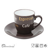 3oz Espresso Cup & Saucer Glaze with Silk Screen