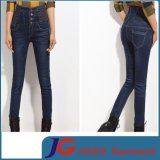 High Waisted Embroidery Women Jeans with Buckle (JC1209)