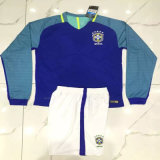 2016/2017 Brazil Away Blue Long Sleeve Football Uniforms