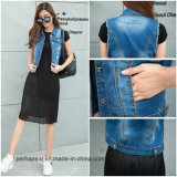 Low Price Women Fashion Clothes Korean Sleeveless Cotton Denim Jacket