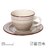 3oz Stoneware with Hand Painting Coffee Cup & Saucer