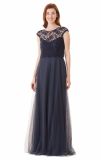 Blue Bridesmaid Dresses Lace Tulle A-Line Mother Party Evening Dress E1310