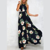 Fashion Women Leisure Casual Chiffon Flower Printed Dress