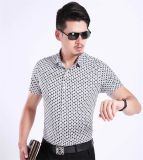 Men's Polka DOT Printing Mercerized Cotton Short Sleeve Shirt