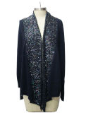 Women Long Sleeve Cardigan Knitted Sweater with Sequin