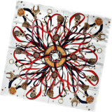 Lady Fashion Printed Square Silk Scarf (HC027-1)