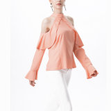 Fashion Women Sexy Slim Strapless Top Flare Sleeve Blouse