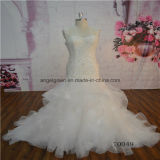 Mermaid Ruffle Sleeveless Strap Lace Wdding Gown