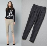 P9215 Striped Leisure 100% Cotton Slim Ninth Harem Women Trouser