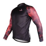 Lava Red Cool Fashion Men's Breathable Long Sleeve Cycling Jersey