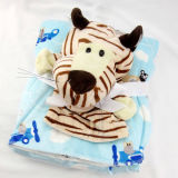 Coral Fleece Baby Blanket with Plush Toy -Tiger