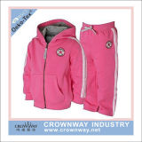 Grils Pink Hoody Sweater Suits with Embroidery