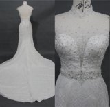 High Collar Beading Mermaid Sequin Tulle Wedding Dress Bridal Gown F5063