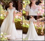 Lace Corset Bridal Gowns Short Sleeves Boho Beach Wedding Dresses Z2028