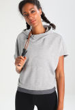 Women's High Collar Plain Pullover Hoodies in Short Sleeves