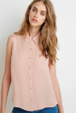 Woven Sleeveless Lace-Paneled Pocket Girl Shirt