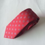 Red Background DOT Design Men' S Woven Silk Neckties