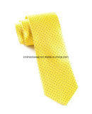 Handmade 100% Silk Woven Fashion Yellow Tie with Black Spots