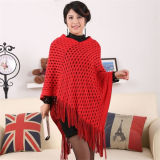 Women Batwing Cape Tassel Knit Tops Poncho Shawl Sweater Outwear