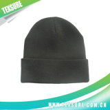 Black Color Acrylic Knitted Winter Reversible Hat Beanies (036)