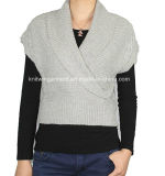 Ladies Knitted Shout Sleeve Pullover Sweater for Casual (12AW-042)