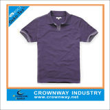 Short Sleeve Men's Cotton Polo Shirt with Decorative Stripes