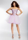 Light Purple Criss Cross Beading on Tulle Short Cocktail Dresses (CD0301)