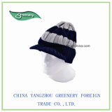 Grey and Navy Winter Warm Hat with Brim