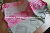 Woven Jacquard Fringed Wool Throw (NMQ-WT042)