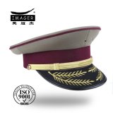 Custom Made Cotton Military Officer Cap with Deep Red Stiffener