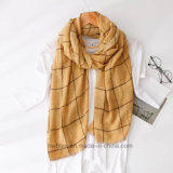 Wholesale Pure Cotton Woven Big Check Scarf (Hz38)