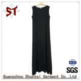 Wholesale Black Ladies Sleeveless Round Neck Long Dress