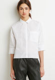 Fashion Casual Plain Dual Chest Pocket Women Shirt